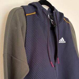 Adidas Dark Blue and Green Zip Hoodie